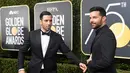 Artis Jwan Yosef dan penyanyi Ricky Martin menghadiri Penghargaan Golden Globe ke-75 di Hotel Beverly Hilton, California, (7/1/2018). Meski telah menikah keduanya belum menggelar pesta pernikahan. (Frazer Harrison / Getty Images / AFP)