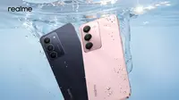 Realme C75x akan dirilis pada 27 Februari mendatang. Smartphone ini menawarkan ketahanan air dan debu berkat sertifikat IP69 (Foto Realme).