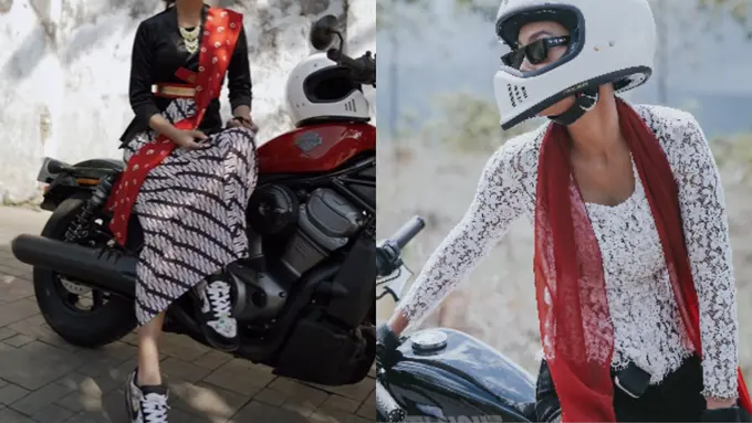 Gaya Kece Erika Carlina Naik Motor Pakai Kebaya, Tampil Eksotis dengan Pesona Kartini Masa Kini