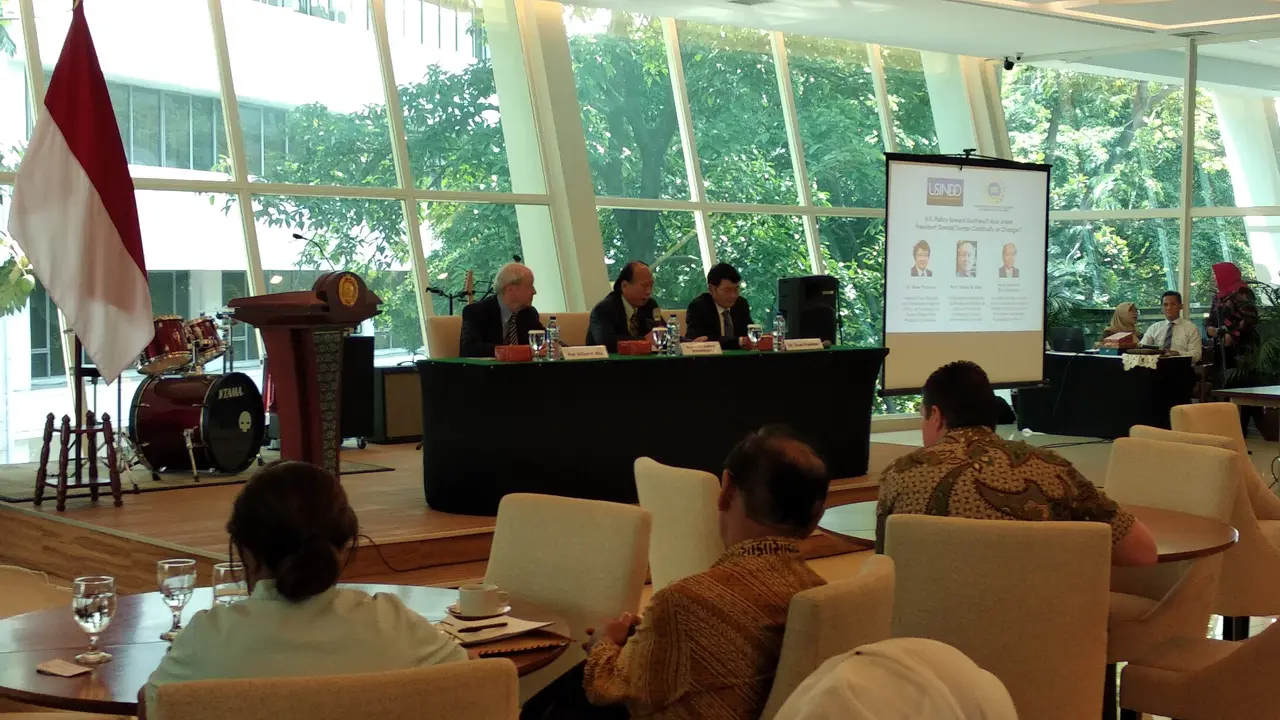 Suasana diskusi USINDO tentang isu pengaruh China dan AS di kawasan Asia Tenggara (Liputan6.com/Happy Ferdian Syah Utomo)