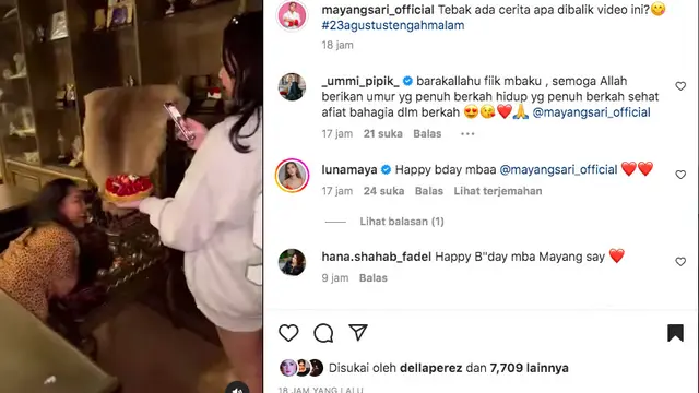Momen Lucu Mayangsari Ngumpet di Bawah Meja Saat Diberi Kejutan Ulang Tahun oleh Keluarga Tercinta. (instagram.com/mayangsari_official)