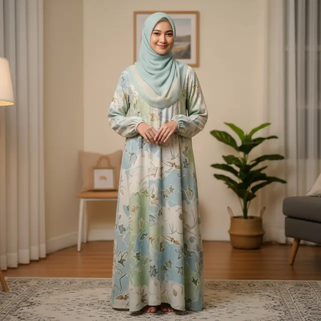 9 Model Gamis Batik Pastel Motif Lembut untuk Acara Keluarga Sederhana