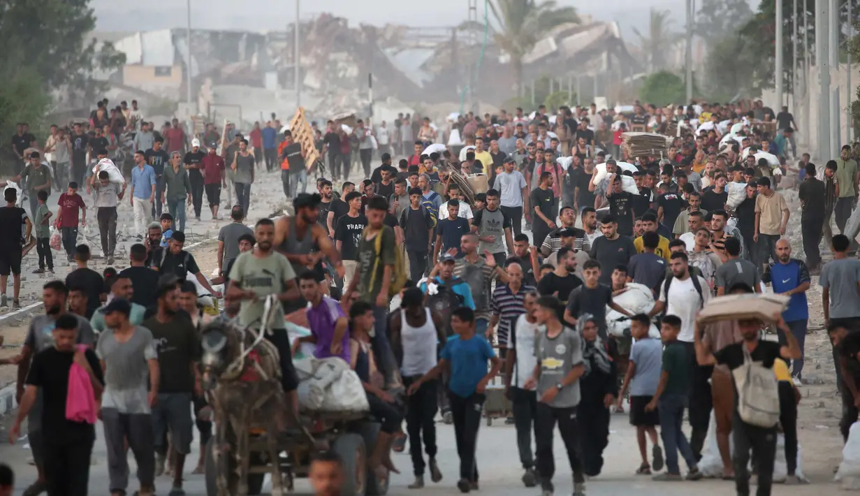 Mereka mendesak agar segera dilakukan gencatan senjata, pembukaan seluruh perlintasan darat, dan pelaksanaan distribusi bantuan yang dipimpin oleh Perserikatan Bangsa Bangsa (PBB) secara bebas dan aman. (Eyad BABA/AFP)