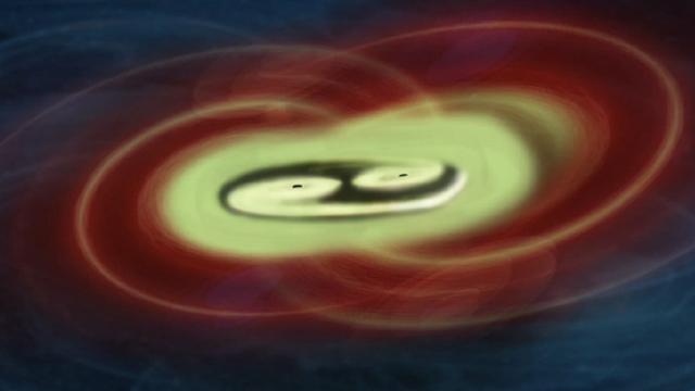 Ilustrasi Lubang Hitam Supermasif Bergabung