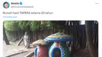 Cuitan Netizen Potret Rumah Hasil Tapera Kocak. (Sumber: Twitter/@tvindonesiawkwk)