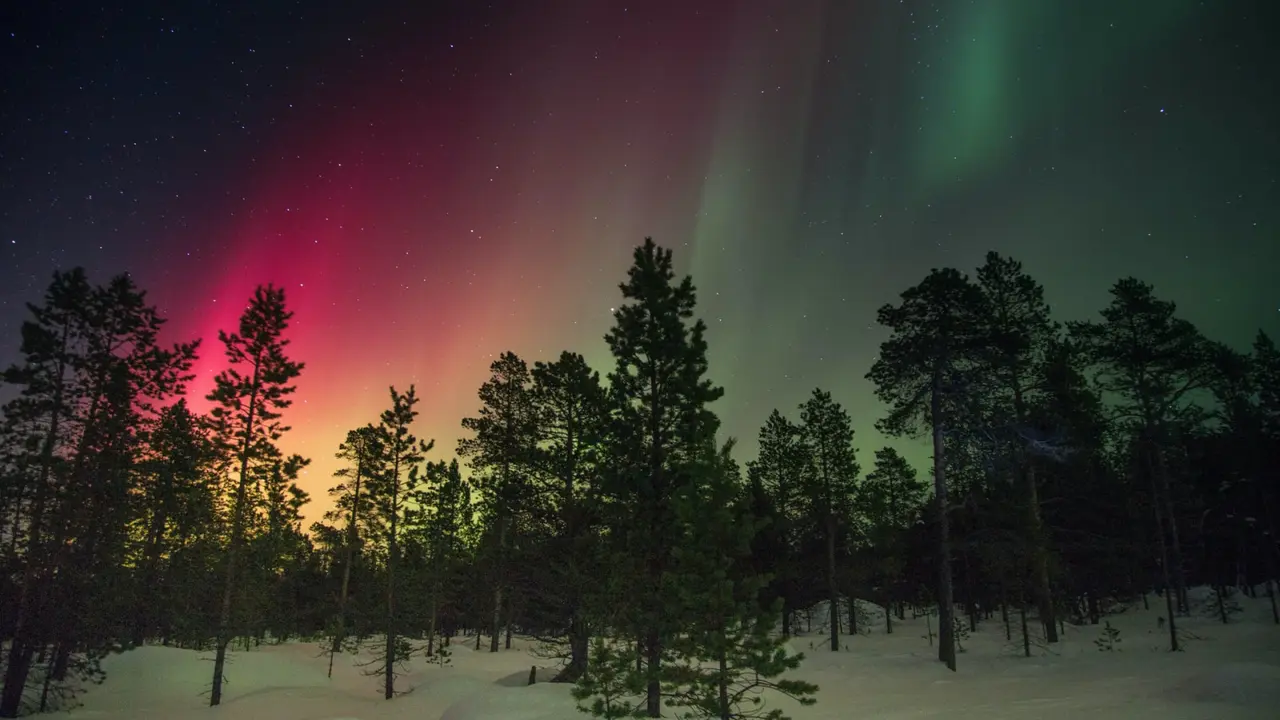 Ilustrasi aurora, northern lights, keajaiban