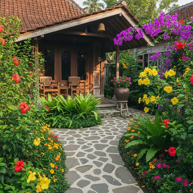9 Model Kebun Rumah dengan Pijakan Batu ala Halaman Tempo Dulu, Ciptakan Pesona Klasik