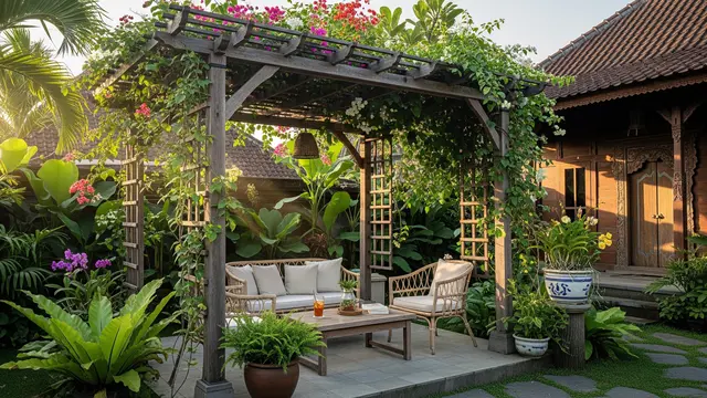 Desain Pergola Belakang Rumah Agar Terasa Lebih Sejuk sebagai Inspirasi Gaya Minimalis hingga Tropis Model Kayu dengan Tanaman Rambat