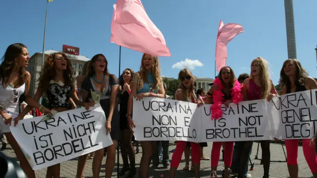 Unjuk rasa melawan perbudakan seks di Ukraina. (Sumber Wikimedia Commons)
