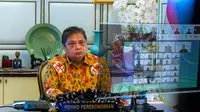 Menteri Koordinator Bidang Perekonomian Airlangga Hartarto saat menyampaikan keynote speech secara virtual sekaligus membuka acara Capital Market Summit &amp; Expo 2022, Kamis (13/10)