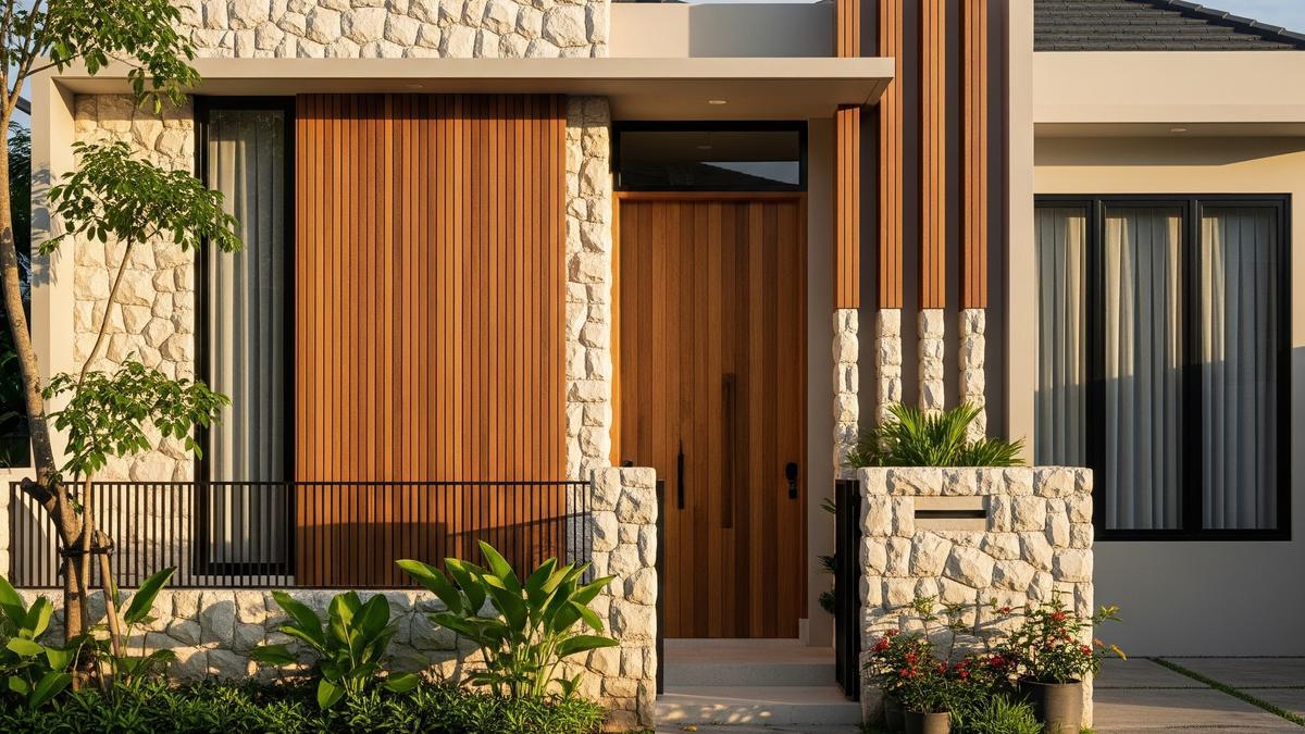 7 Model Depan Rumah Minimalis Batu Alam, Maksimalkan Tampilan Natural Elegan