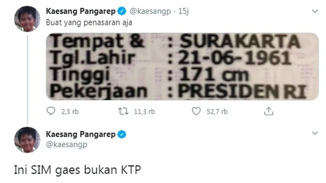 Kaesang Unggah FOTO SIM Presiden Jokowi, Status Pekerjaan Curi Perhatian