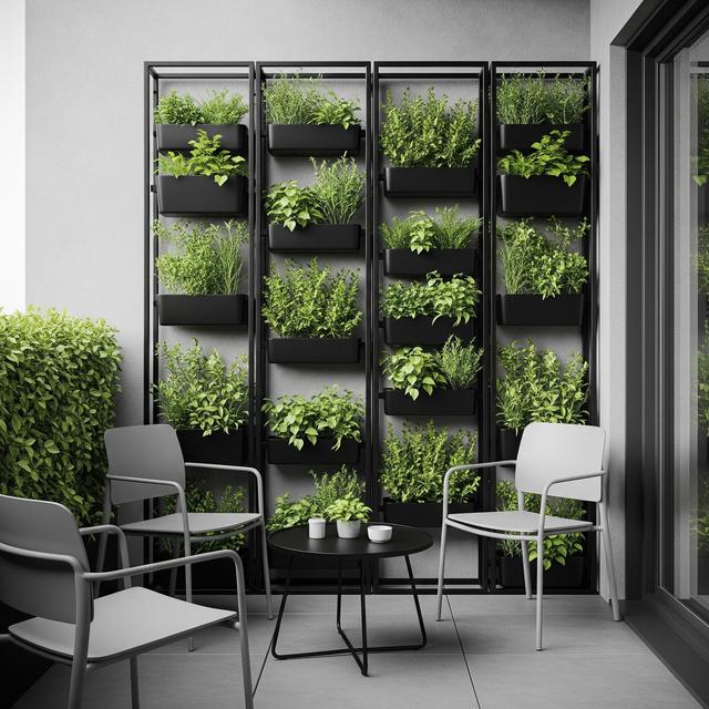 Desain Teras Kecil dengan Taman Vertikal