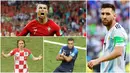 Berikut ini daftar 10 pemain terbaik yang masuk nominasi FIFA 2018. Tiga diantaranya adalah, Lionel Messi, Cristiano Ronaldo dan Luka Modric. (Foto-foto Kolase AP dan AFP)