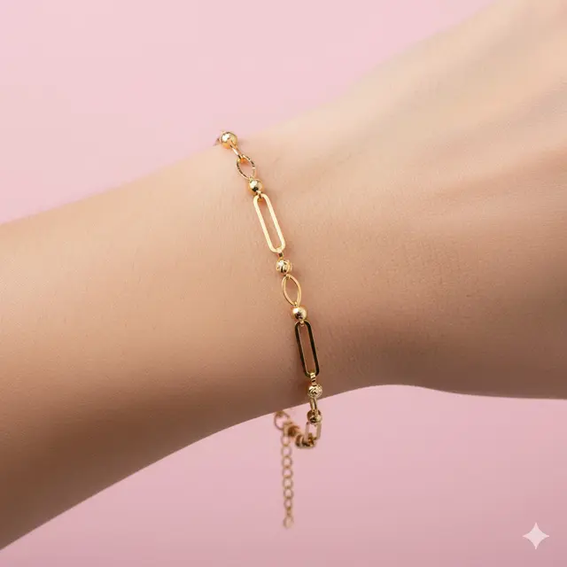 Model Gelang Emas Tipis Rantai Figaro untuk Remaja Putri yang Stylish. Gemini