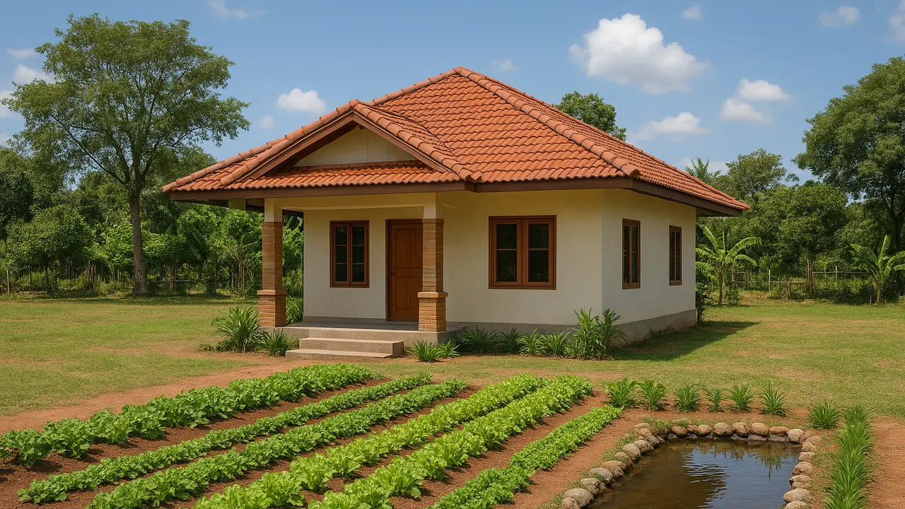 Model Rumah Sederhana Ukuran 6x9 dengan Pekarangan Luas di Desa