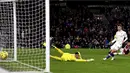 Gelandang Chelsea, Christian Pulisic, mencetak gol ke gawang Burnley pada laga Premier League di Stadion Turf Moor, Burnley, Sabtu (26/10). Burnley kalah 2-4 dari Chelsea. (AP/Anthony Devlin)