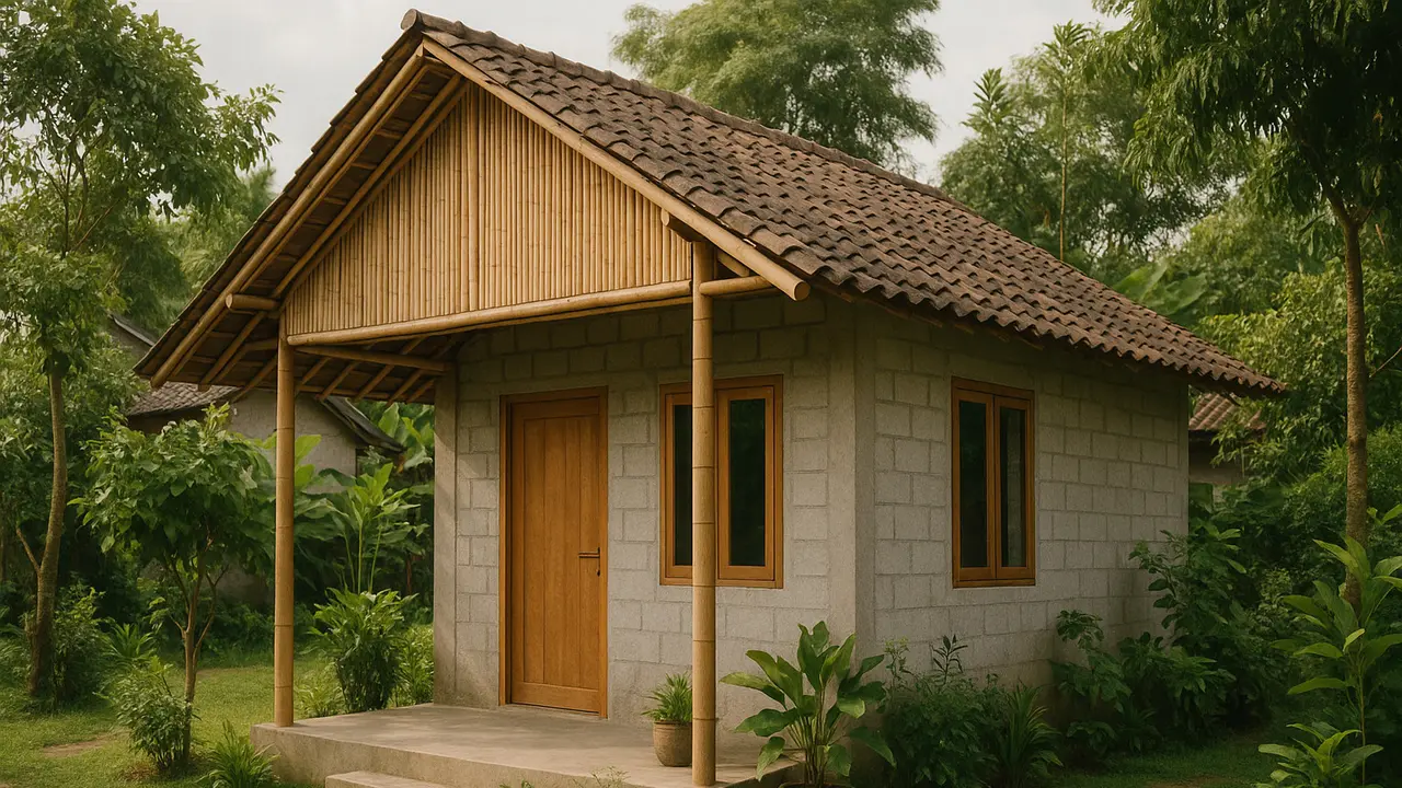 Model Rumah Kecil tapi Cantik dari Bambu dan Batako di Desa