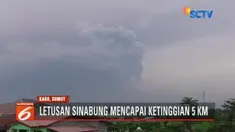 Gunung Sinabung meletus lagi sejak Jumat (6/4) sore, hingga ketinggian lima kilometer. PVMBG mengimbau agar warga waspada terhadap erupsi susulan.