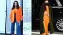 Keduanya sama-sama kece dengan padanan blazer warna oranye dengan gaya khas masing-masing. [Foto: IG/ti2dj/michelleyeoh_official].