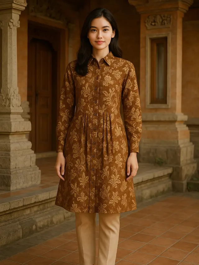 Model Tunik Batik Kancing Depan Terbaru