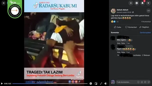 Gambar Tangkapan Layar Video yang Diklaim Pria dan Wanita Gencet Usai Berhubungan Intim (sumber: Facebook)