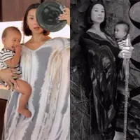 Lihat di sini beberapa potret Jennifer Bachdim parodikan cover majalah Vogue, pakai daster dan tetap gendong anak.