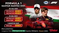 Jadwal dan live streaming F1 GP Hungaria Pekan Ini di Vidio, 30 Juli - 1 Agustus 2021. (Sumber: dok. vidio.com)