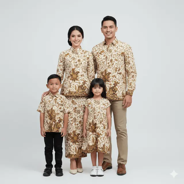 Model Sarimbit Batik Keluarga Model Tunik dan Kemeja Formal Modern. Gemini
