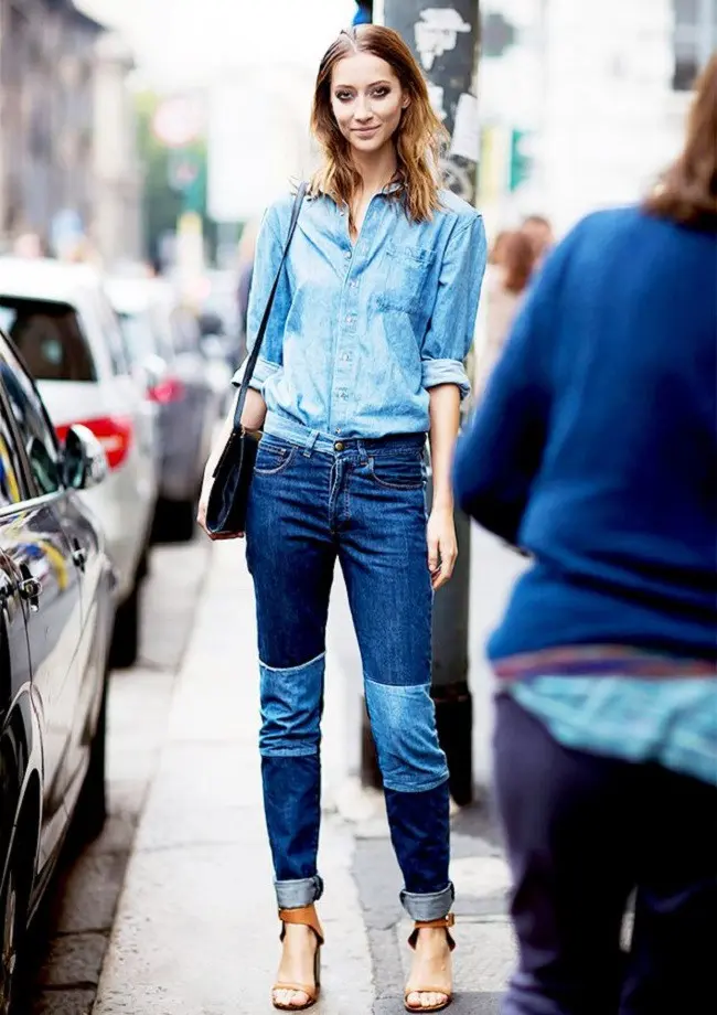 Coba tampil lebih trendi dengan padanan busana serba denim yang stylish. (Foto: Style du Monde/www.whowhatwear.com)