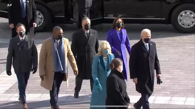 Kedatangan rombongan Joe Biden dan Kamala Harris di Gedung Capitol Hill, AS untuk mengikuti upacara pelantikan pada Rabu (20/1/2021).