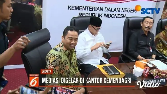 Mediasi antara Wali Kota Tangerang dan Menkumham di Kantor Mendagri, berjalan tertutup. Wali Kota Tangerang dan Menkumham tengah berseteru terkait sengketa lahan.