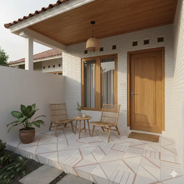 Model lantai teras rumah kecil (Foto: Gemini AI)