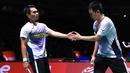Mohammad Ahsan/Hendra Setiawan sudah ditunggu ganda putra asal Jerman sebagai unggulan ke-12, Mark Lamfuss/Marvin Seidel di babak 16 besar, Kamis (25/8/2022). Pasangan Jerman tersebut lolos usai mengalahkan wakil Skotlandia, Christopher Grimley/Matthew Grimley di babak 32 besar dengan 21-10, 21-13. (PBSI)