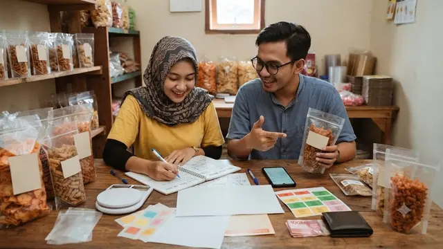 Menjual Camilan Kemasan (AI Generated)