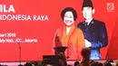 Presiden Joko Widodo saat memberikan sambutan pada HUT PDIP ke -45 di Jakarta Convention Center, Rabu (10/1). Dalam sambutanya Jokowi menyebutkan tetap menjaga Pancasila. (Liputan6.com/Angga yuniar)