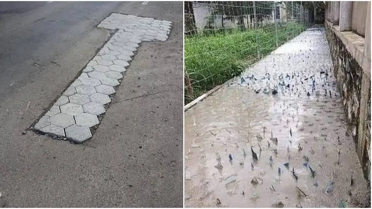 8 Potret Hasil Perbaikan Jalan Ini Hasilnya Absurd Banget