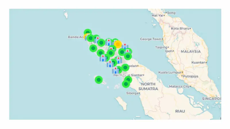 Peta sebaran Covid-19 di Aceh, Rabu (25/03/2020), yang diambil dari laman resmi pemerintah (Liputan6.com/Rino Abonita)