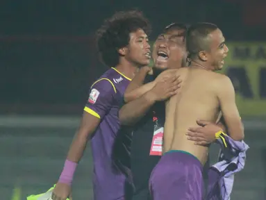 Persik Kediri berhasil memastikan diri lolos ke Liga 1 Indonesia 2020 setelah menang adu penalti atas Persiraja Banda Aceh pada semifinal Liga 2 Indonesia 2019. (Bola.com/Gatot Susetyo)