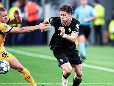 Drama delapan gol menghiasi pertarungan sengit antara Juventus kontra Borussia Dortmund dalam matchday pertama League Phase Liga Champions 2025/2026 di Allianz Stadium, Rabu (17/9/2025) dini hari WIB. Kudua tim harus puas bermain imbang dengan skor 4-4. (Marco Alpozzi/LaPresse via AP)