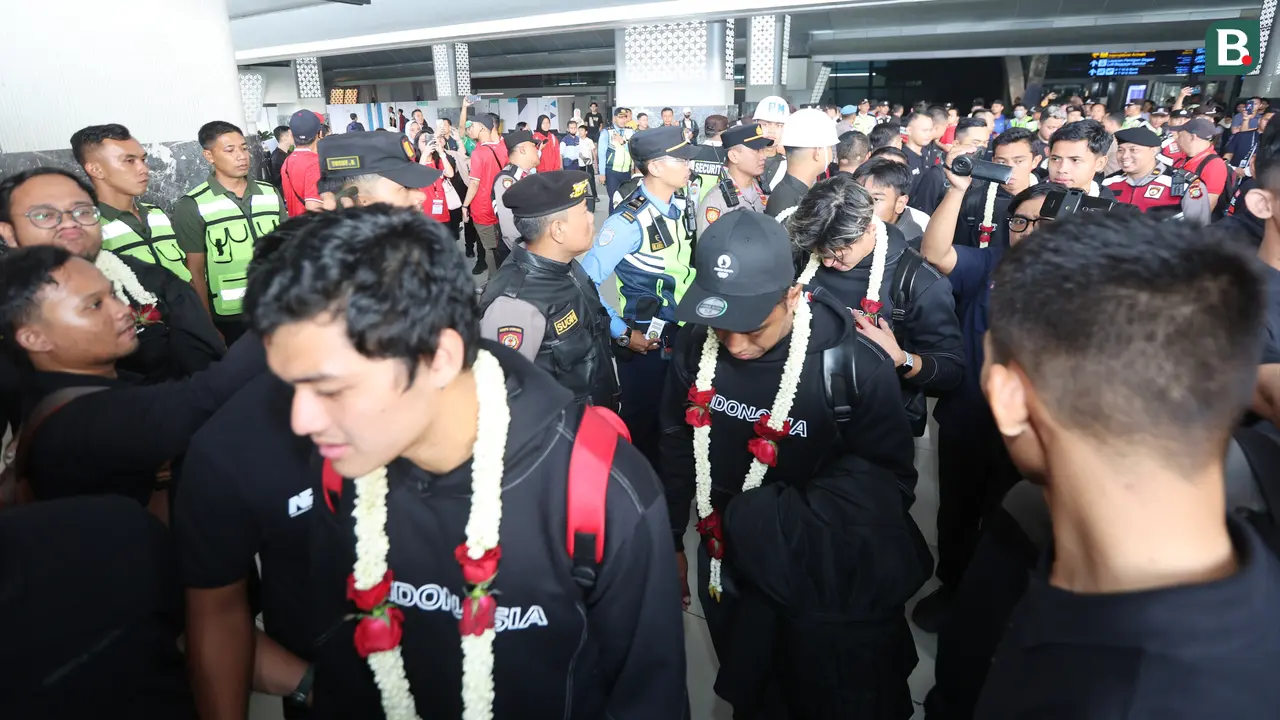Skuad Timnas Indonesia U-23 mendarat di Bandara Sokearno-Hatta