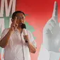 Ketua Umum Partai Kebangkitan Nusantara (PKN), Anas Urbaningrum saat menyampaikan pidato politik pertamanya di kawasan Monas, Jakarta, Sabtu (15/7/2023). (Liputan6.com/Faizal Fanani)