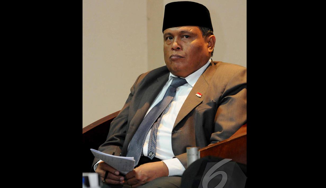 Ahmad Kanedi menegaskan jika DPD RI bertanggung jawab terhadap Pilkada secara langsung. Karena dengan Pilkada langsung rakyat bisa memilih pemimpin daerahnya sendiri yang lahir dari daerah, Jakarta, Rabu (15/10/2014) (Liputan6.com/Andrian M Tunay)