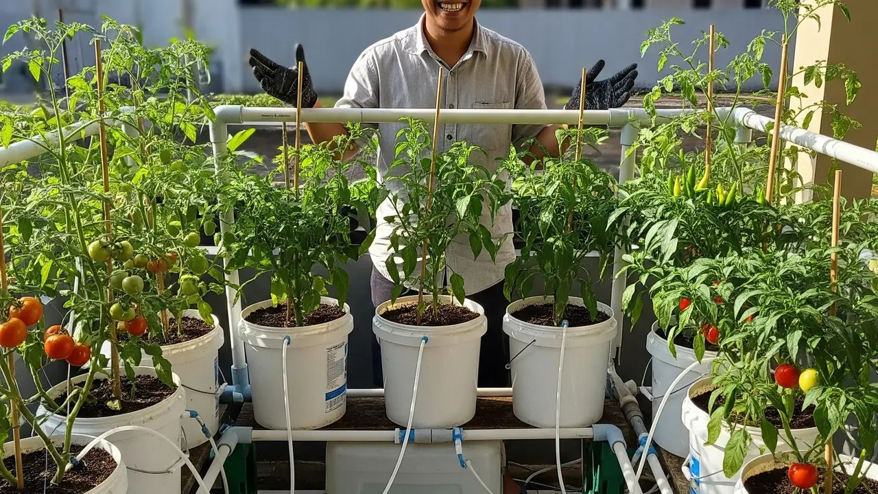Sistem Dutch Bucket untuk Tomat dan Cabai (Gemini AI)
