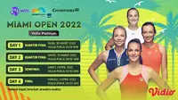 Link Live Streaming WTA 1000 Miami Open Quarter Final di Vidio Pekan Ini. (Sumber : dok. vidio.com)