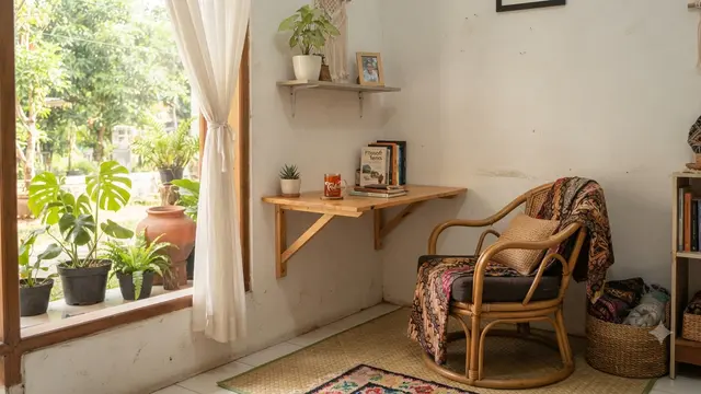 Sudut healing di rumah tanpa renovasi dan biaya mahal yang hasilnya cozy nyaman dengan meja lipat