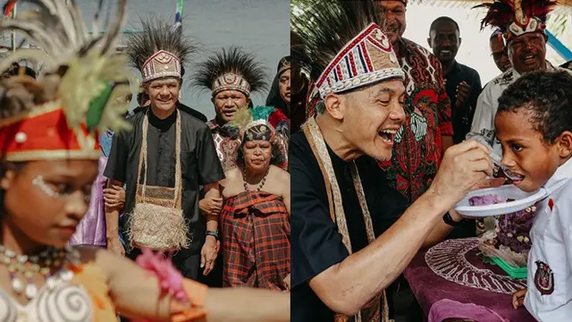 Momen Ganjar Pranowo Kunjungi Papua Barat, Kalungi Noken hingga Suapi Bocah SD