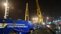 Pengiriman perdana tiga ton beras yang diangkut kapal Tol Laut yaitu KM Logistik Nusantara II (Foto: Dok Kementerian Perhubungan)