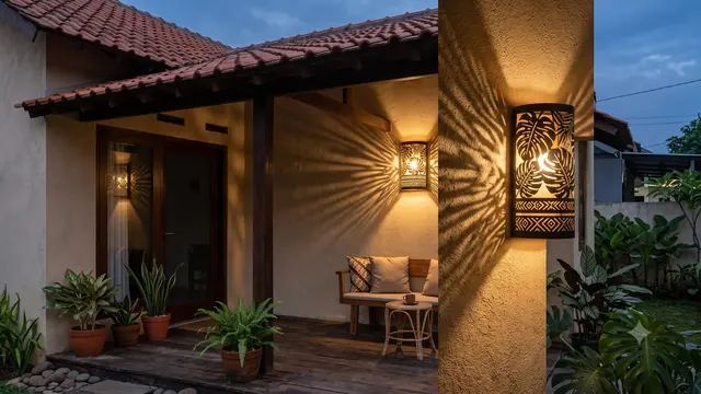 Inspirasi Teras dengan Lampu Dinding Warm White