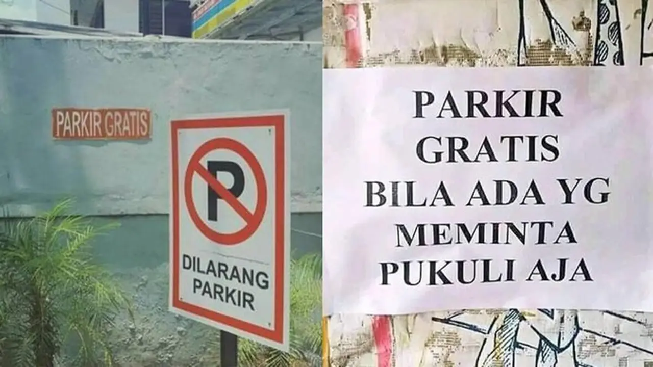 6 Tulisan Kocak Parkir Gratis Ini Bikin Ngakak